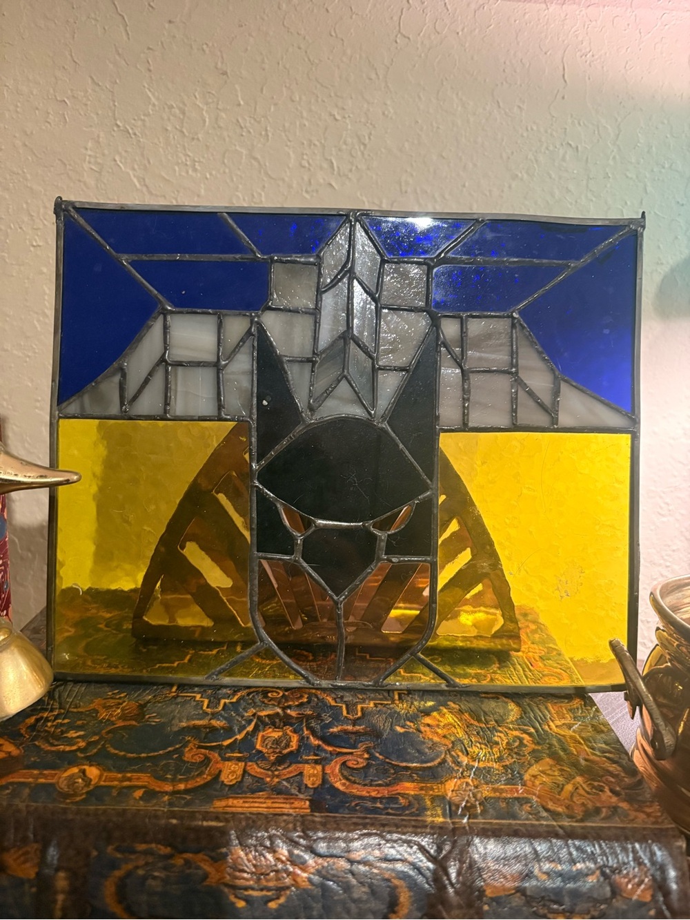 Vintage inspired Stain Glass Batman Hanging